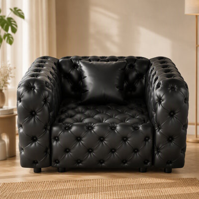 48.4 Inch Modern Faux Leather Sofa Set, Modular 1-Seater Sectional with Handmade Tufted Design and Pillows, Versatile Living Room Furniture