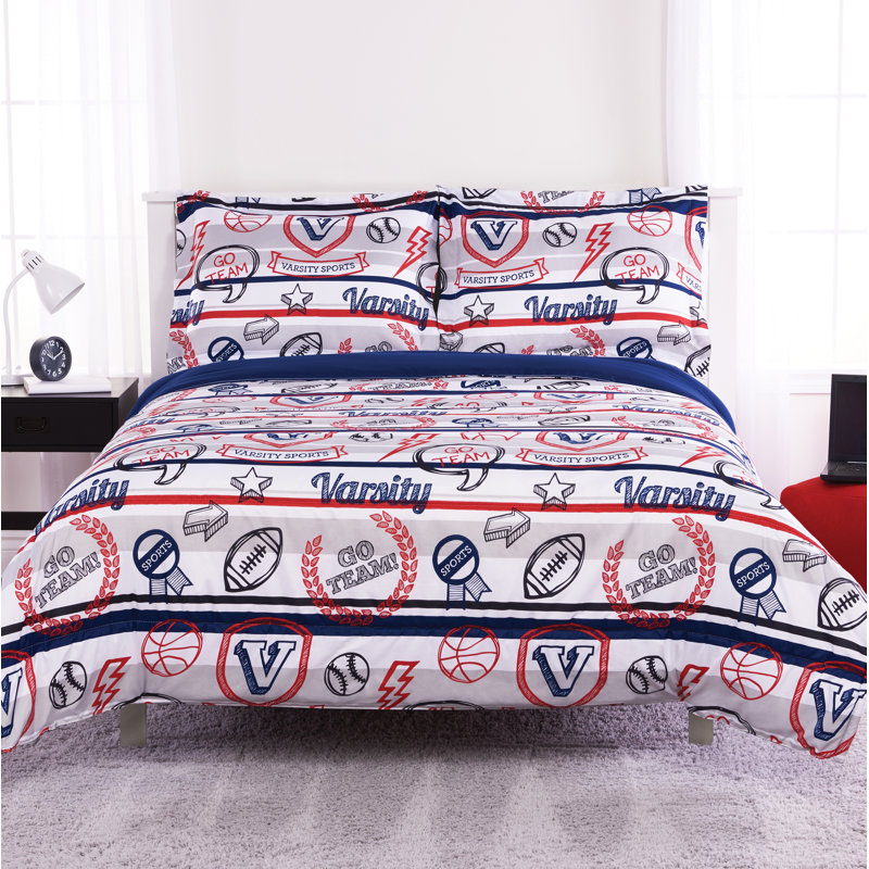 Varsity Sports Polyester Comforter, Twin Comforter + 1 Standard Sham
