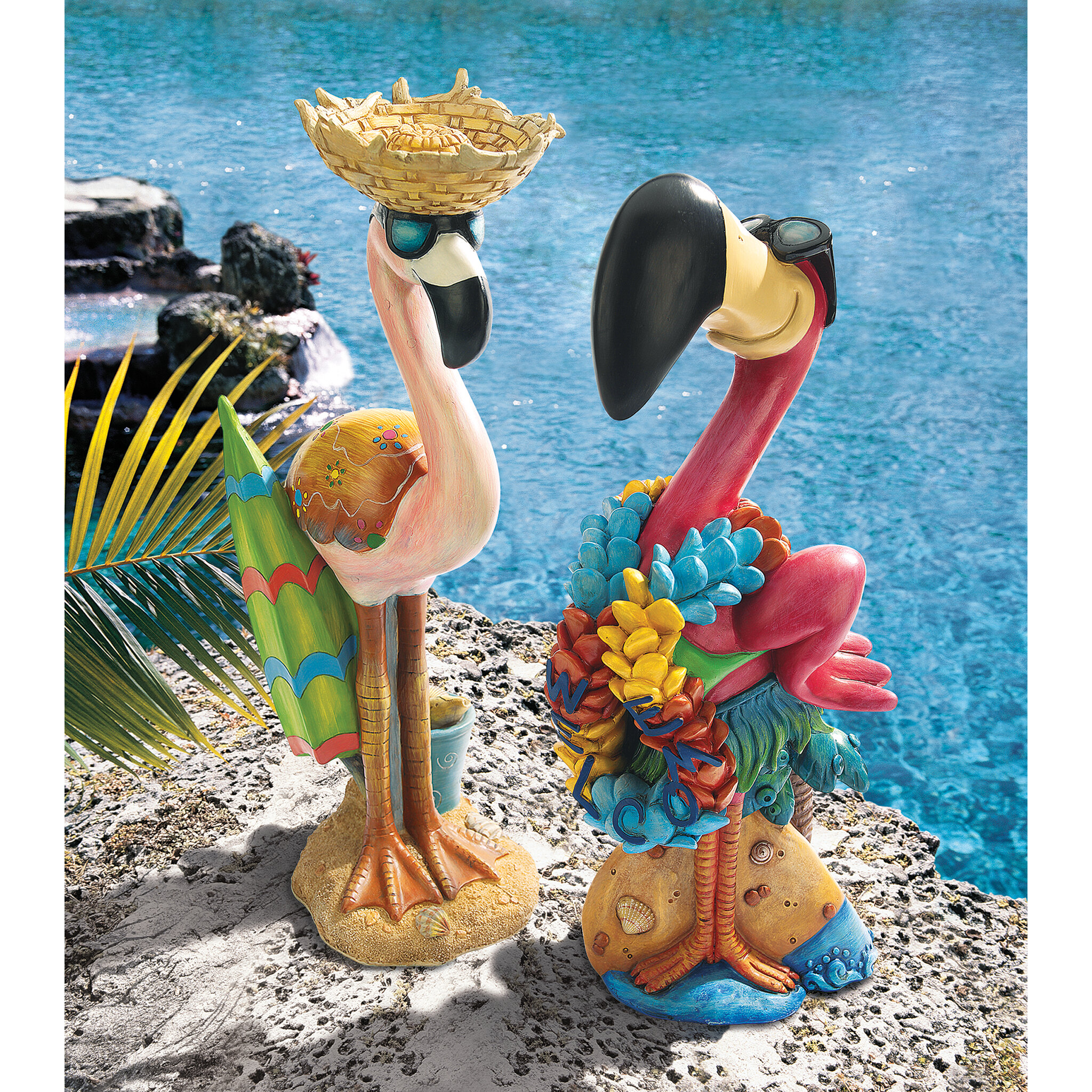 Design Toscano Flamingo 2 Piece Garden Statue Set & Reviews