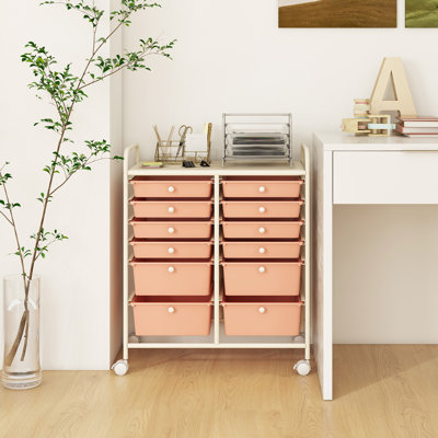 Office Rolling Cart 12 Storage Drawer Studio Organizer Bins Scrapbook Paper Colorful