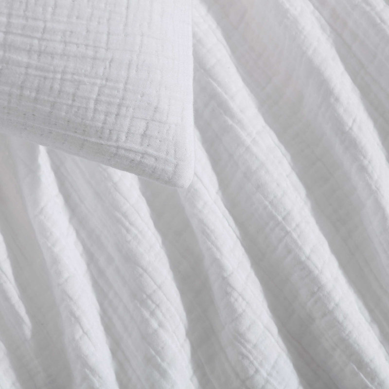 Calvin Klein Washed Texture Solid Cotton Comforter Set, White, Queen Comforter