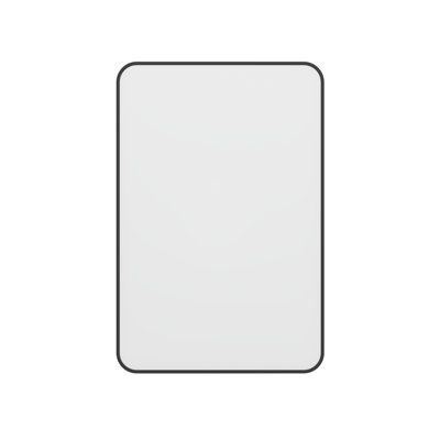 Hudson 24 in. W x 36 in. H Metal Framed Radius Edge Bathroom Vanity Mirror in Matte Black