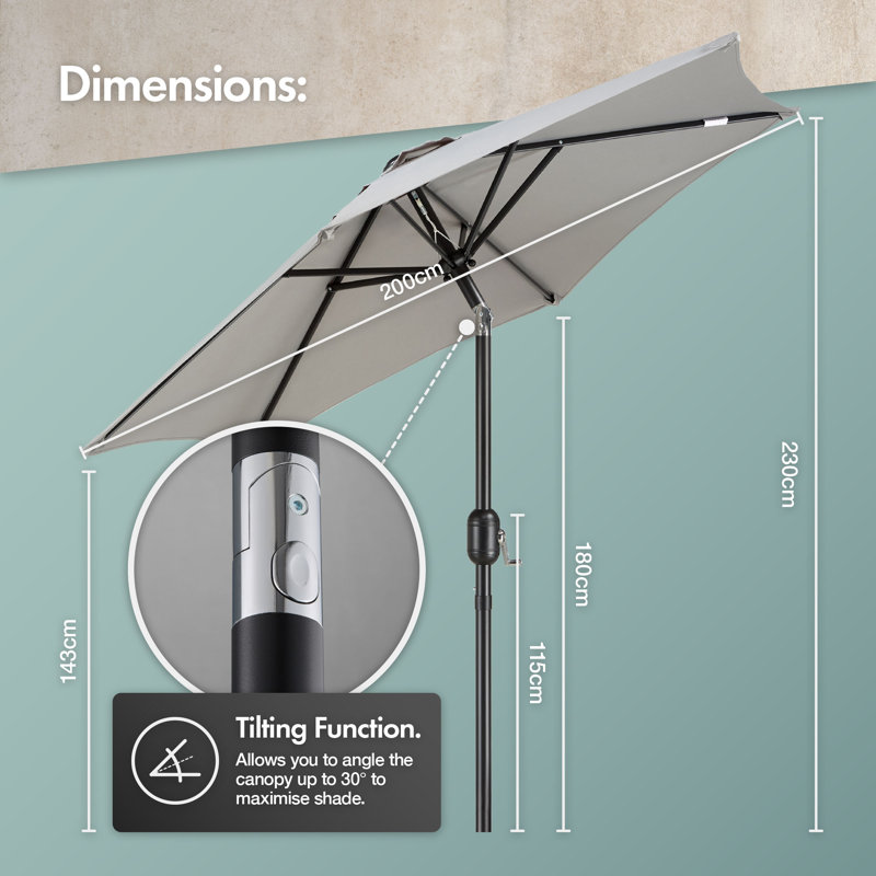 VonHaus Parasol 2M, Grey