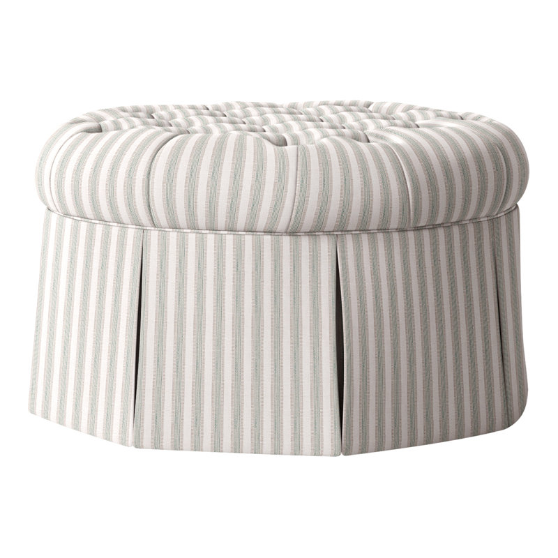 Repose-pieds cocktail capitonné rond 35 po Alma, Perigold Piccadilly rayé frêne