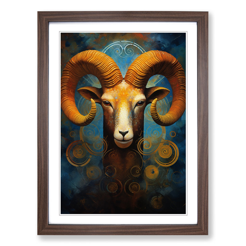 Aries Zodiac Modern No.2 - Framed Print, Walnut Framed, 46cm H x 34cm W x 2cm D