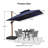 Waler 9' x 9' Square Wood Pattern Cantilever Umbrella,Navy-921286886