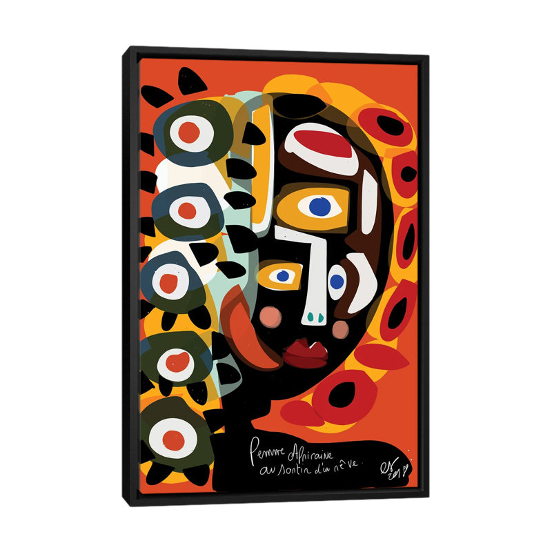 Femme africaine qui rêve - impression, H 26 po x l 18 po x P 1,5 po, Toile tendue