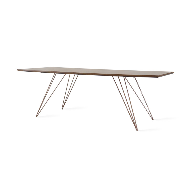 Williams Coffee Table, 18" H x 54" L x 23" W, Rose Copper, Walnut