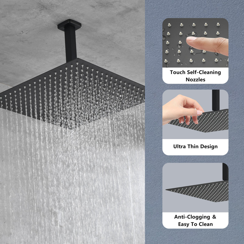 Rain Fixed Shower Head 2.5 GPM GPM, Matte Black