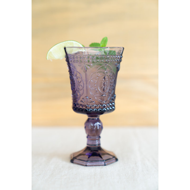 6 pièces 8 oz Hillyer Ensemble de verres à pied en verre, Améthyste