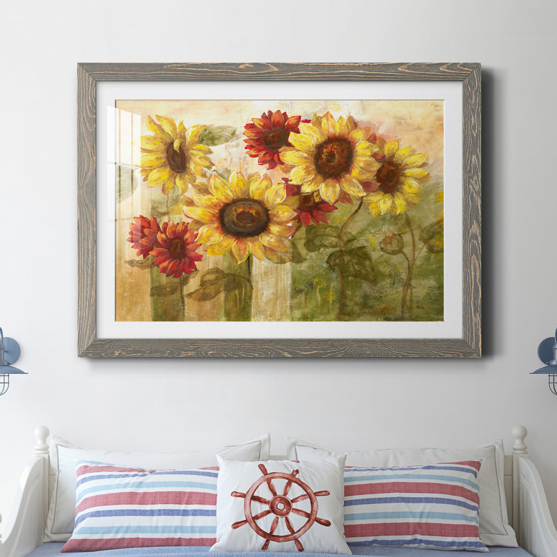 «Sunflower's Delight» par J Paul, reproduction d'art sur papier encadrée, H 31 po x l 44 po x P 1 po, Gris