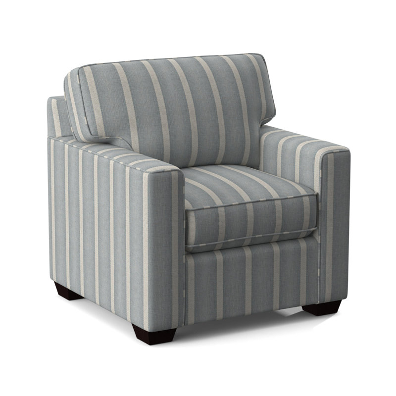 Chaise Frye, Finition java, Sunbrella beige à fines rayures; 6205-74