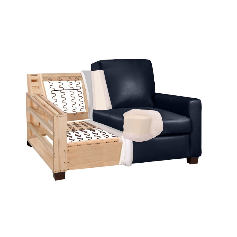 Canapé Anum, Cuir bleu marine, H 36 po x l 76 po x P 37 po