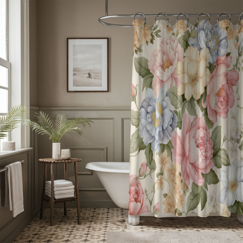 Darling Flora - Rideau de douche standard 1 pièce, H 74 po x l 71 po