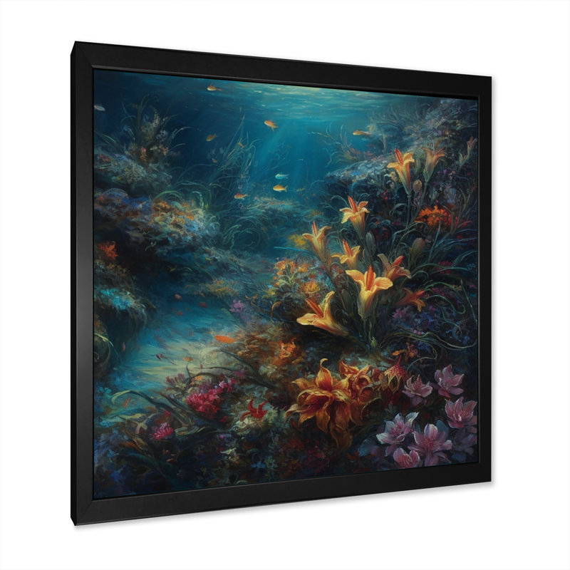 Fleurs de l'océan - Imprimé, Cadre photo noir, H 16 po x l 16 po x P 1 po
