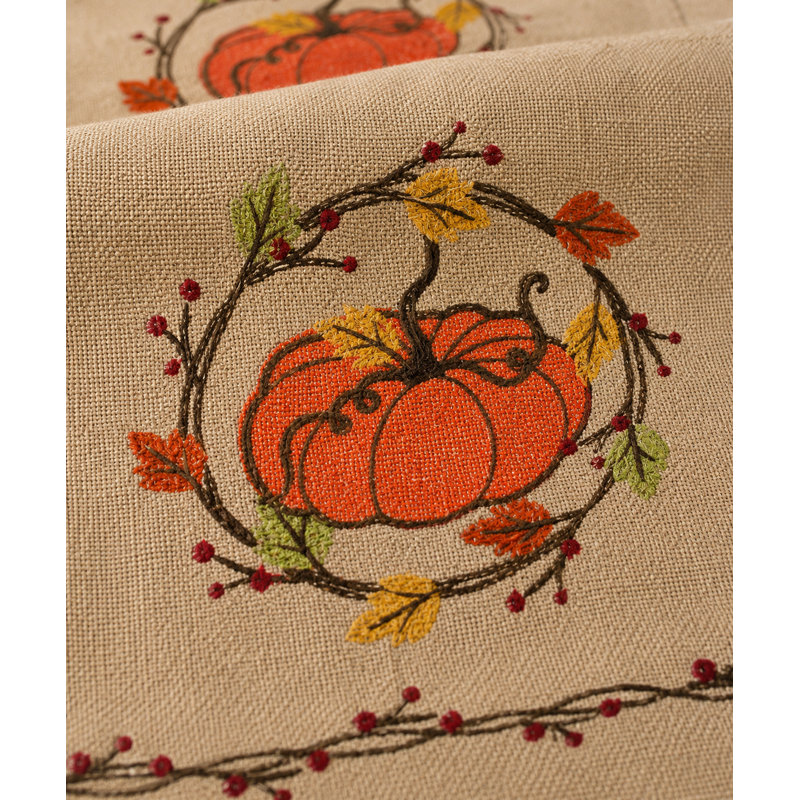 Pumpkin Wreath Table Runner, 72" L x 13" W