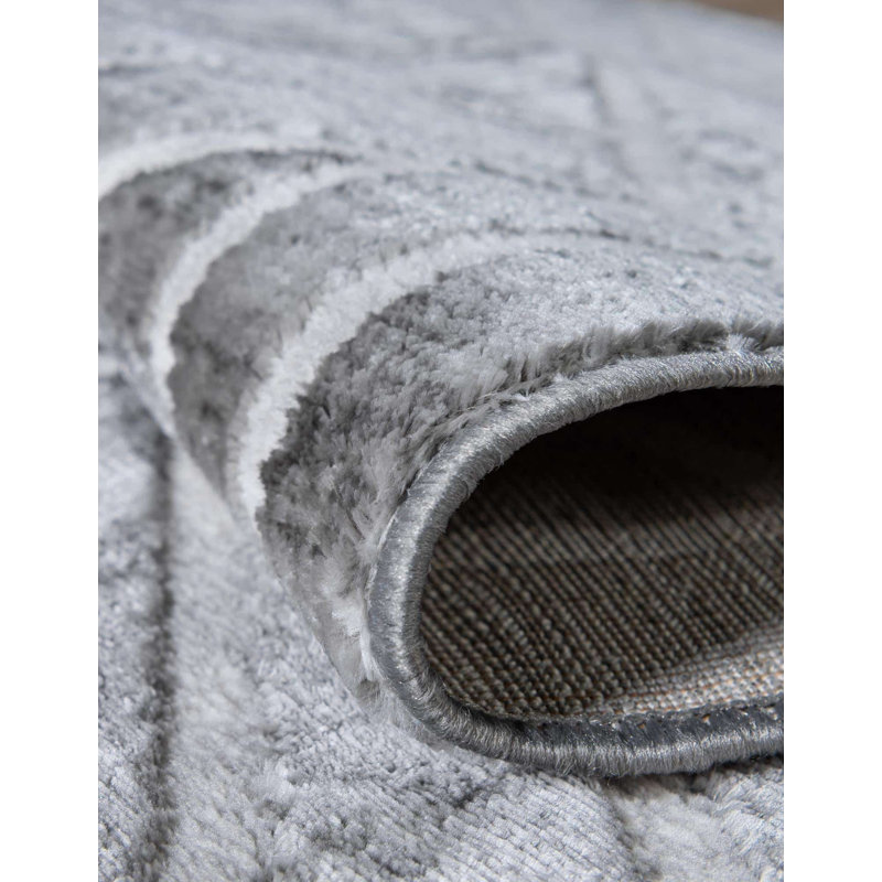 Tapis gris foncé / gris Quercioli, Ovale 5 pi 3 po x 8 pi