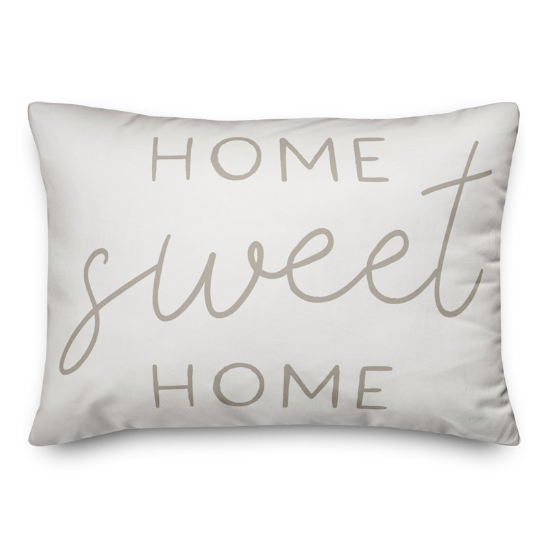 Housse de coussin pour l’extérieur rectangulaire Home Sweet Home/insert, Blanc