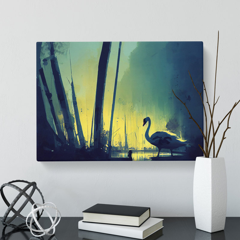 Swan Art Painting Vol.1 - Wrapped Canvas, 35cm H x 50cm W x 3cm D
