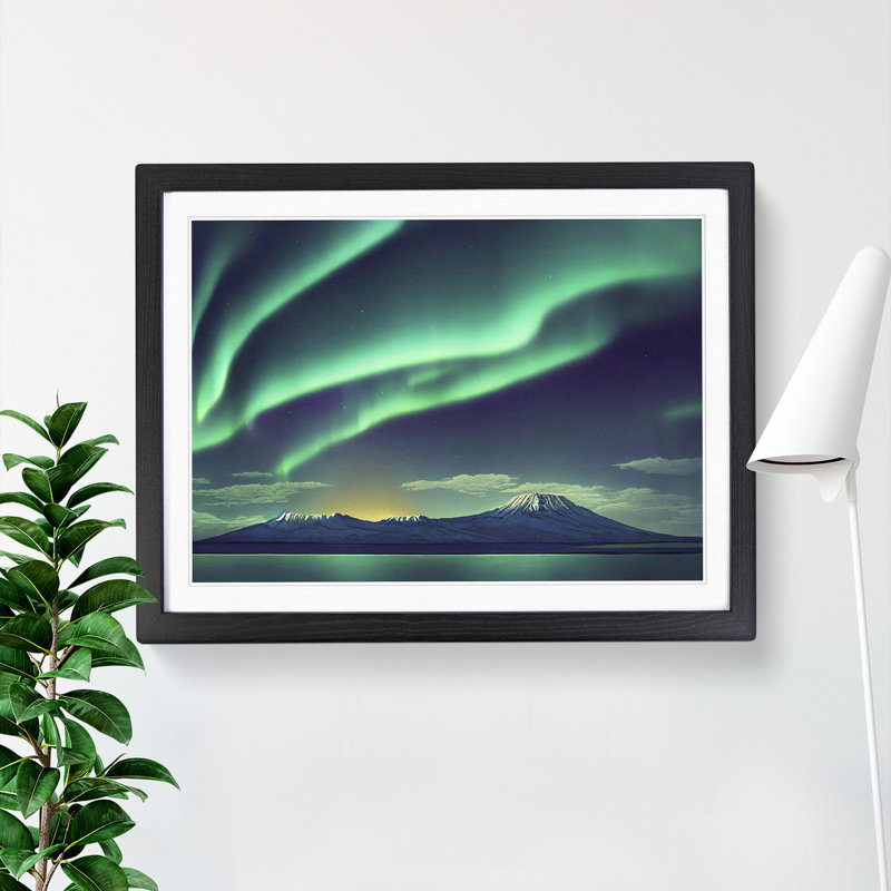 Ethereal Aurora Borealis - Single Picture Frame Print, 25cm H x 34cm W x 2cm D, Black