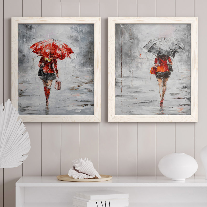City magasiner III - ensemble de 2 reproductions d'art, H 20 po x l 17 po x P 1 po, Toile blanche encadrée, Pas de tapis