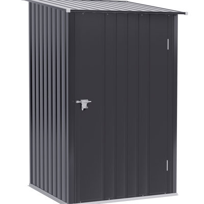 Remise extérieure 3,3 pi x 3,4 pi avec métal galvanisé, porte verrouillable, gris foncé, pour cour, garage, patio, pelouse, unité d'organisation de rangement pour piscine, gris, 3,4 pi, jardin