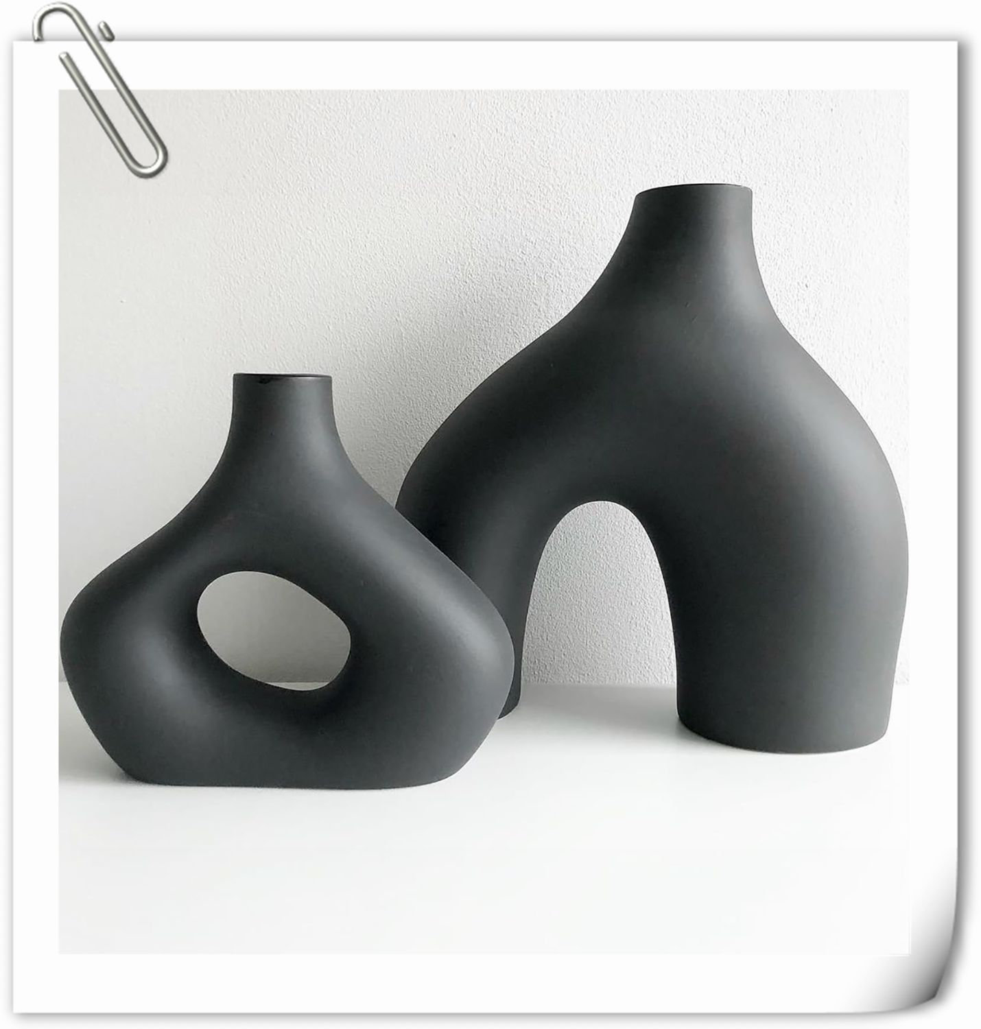 Wrought Studio Black Vases Home Decor, Set Of 2 Large Black Vase, Black Ceramic Vase, Boho Vase ...