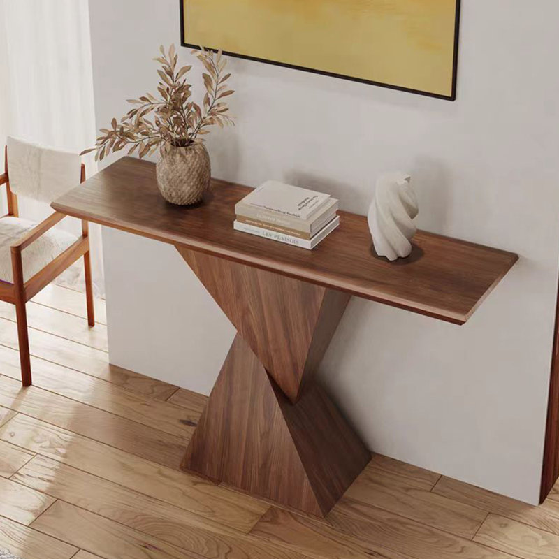 Table de véranda en bois de style français., H 33,4 po x l 47,2 po x P 15,7 po, Brun