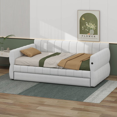 Lit de jour grand avec rangement et port USB, lit gigogne d'angle