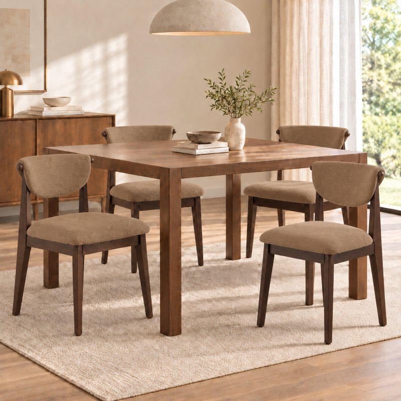 Chaises de salle à manger courbées et rembourrées, Brun