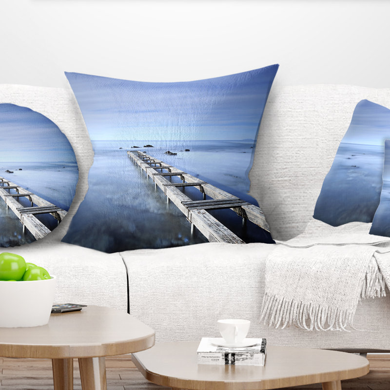 Seascape ciel et grand coussin de pilier, 18 po x 18 po, Coussin décoratif