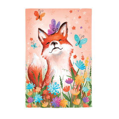 Drapeau de jardin renard et fleurs sauvages