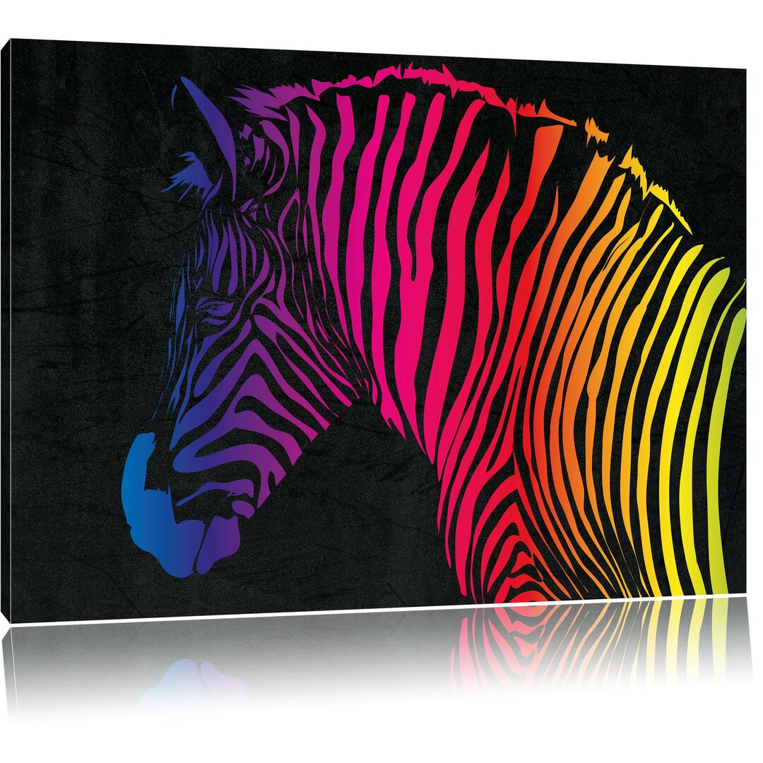 Leinwandbild Hübsches Zebra in Rosa/Blau/Schwarz