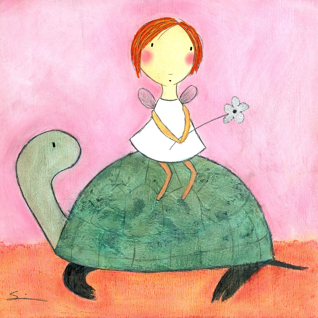 Leinwandbild Fairy On Turtle von Carla Sonheim