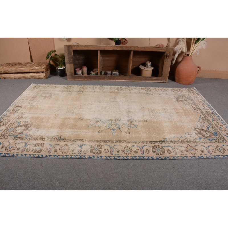 Grand tapis 5,3 x 9,4 pi, tapis turc, tapis de chambre à coucher, tapis aztèque, tapis rétro, tapis beige, tapis de cuisine