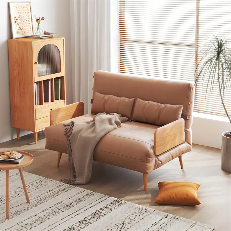 Hurel 59.1'' Faux Leather Sleeper Sofa
