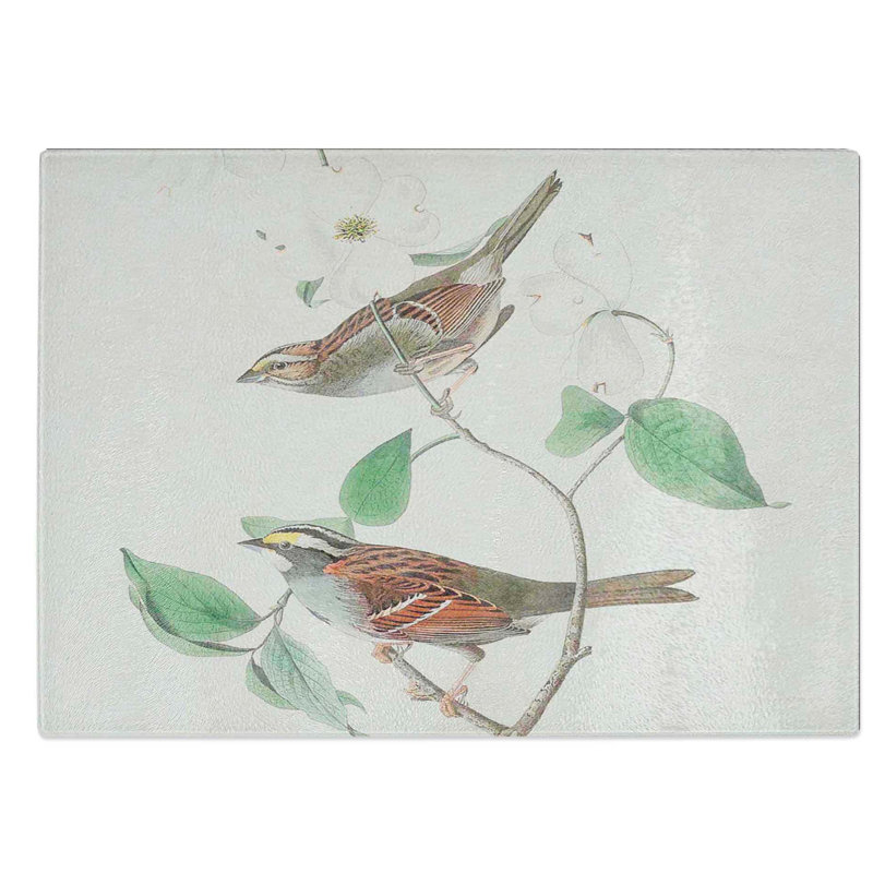 Tempered Glass White-Throated Sparrow by John James Audubon Chopping Board, 28.5 cm W x 20 cm L