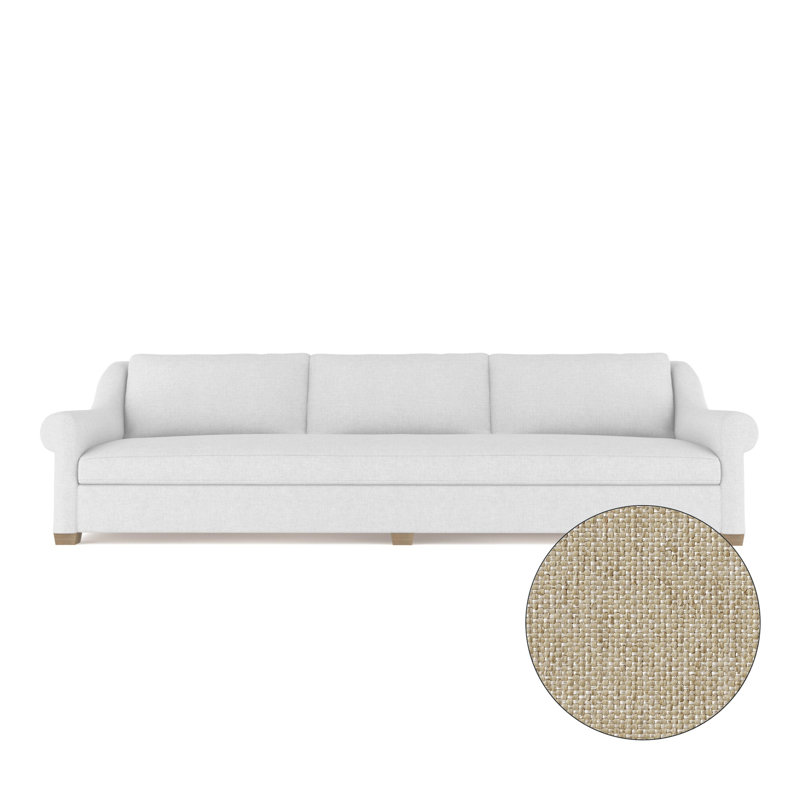 Thompson Rolled Slope-Arm Sofa, 32" H x 120" W x 46" D, Box Weave Linen Haze, Weathered