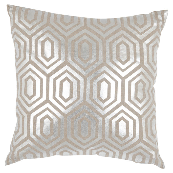 Coussin en lin Harper, 18 po x 18 po, Argent