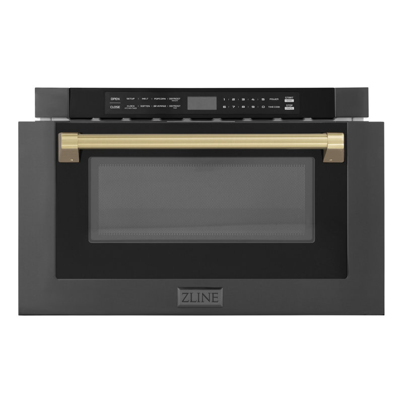 24" 1.2 cu ft. 1000 - Watt Black Stainless Steel Microwave Drawer with Sensor Cooking, Champagne Bronze
