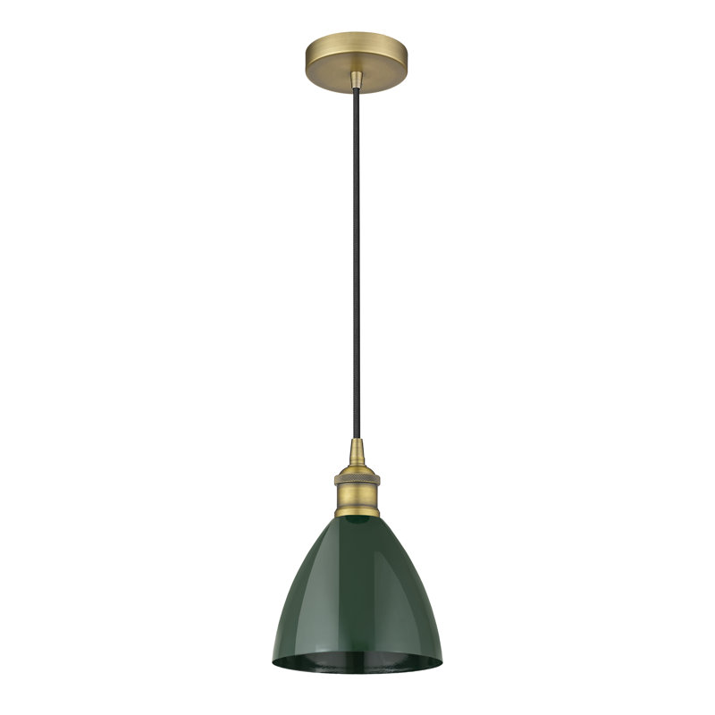 Luminaire suspendu simple à 1 lumière Schiavone, Laiton brossé, Vert
