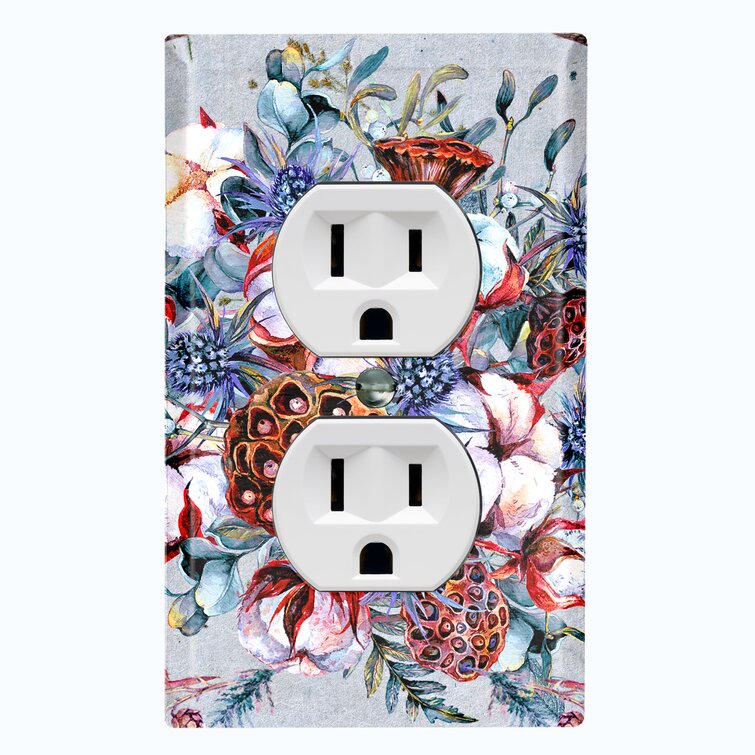 WorldAcc Metal Light Switch Plate Outlet Cover (Cotton Flower Ornament ...