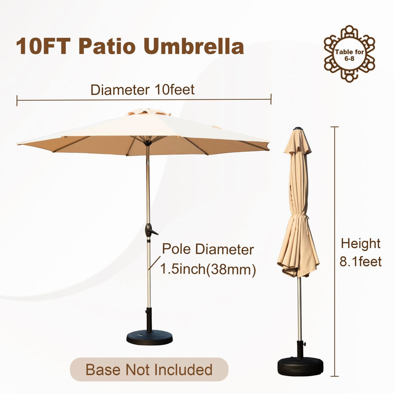 10Ft Backyard Umbrella - Fade Beige Patio Base