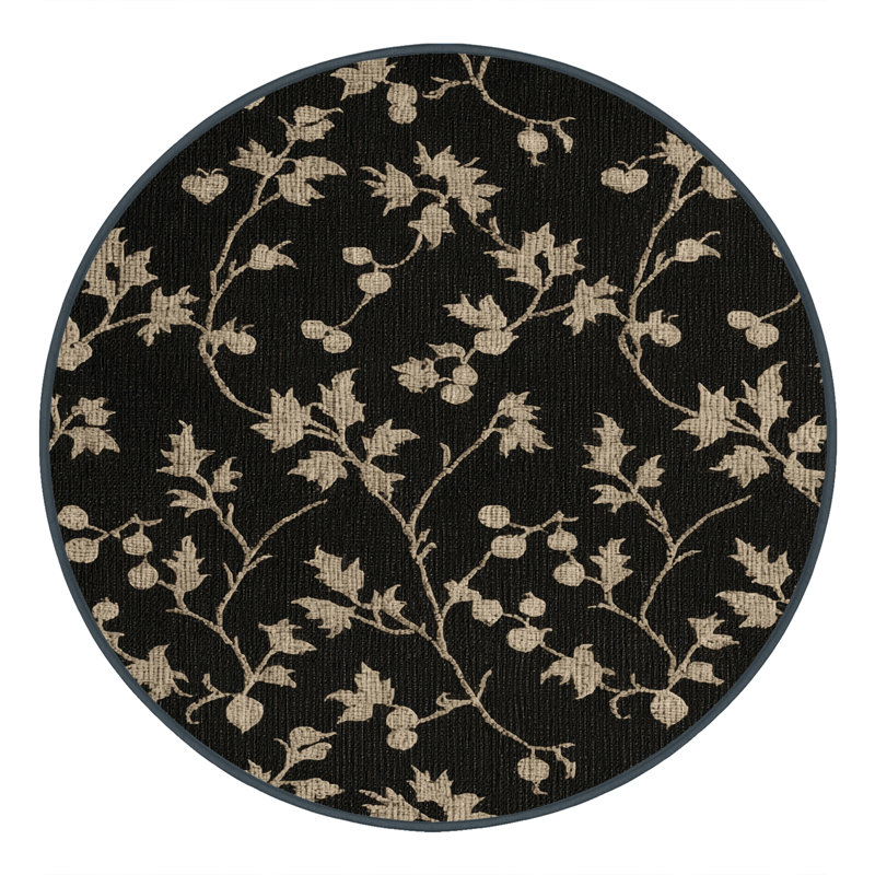 Washable Currant Black Fruits Area Rug, Rectangle 7' x 10'