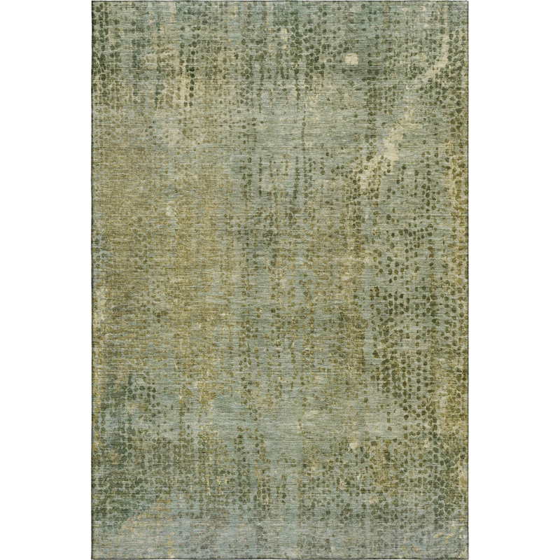 Premium Machine Washable Mayfield Abstract Rug, 8' x 10', Green