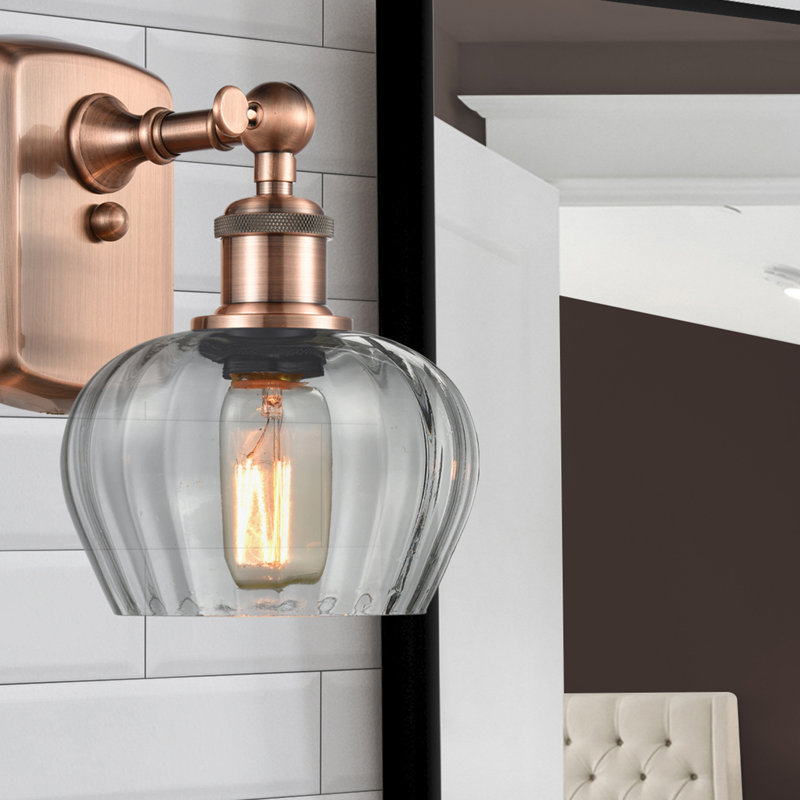 Patrina Armed Sconce, Antique Copper, Incandescent, Clear