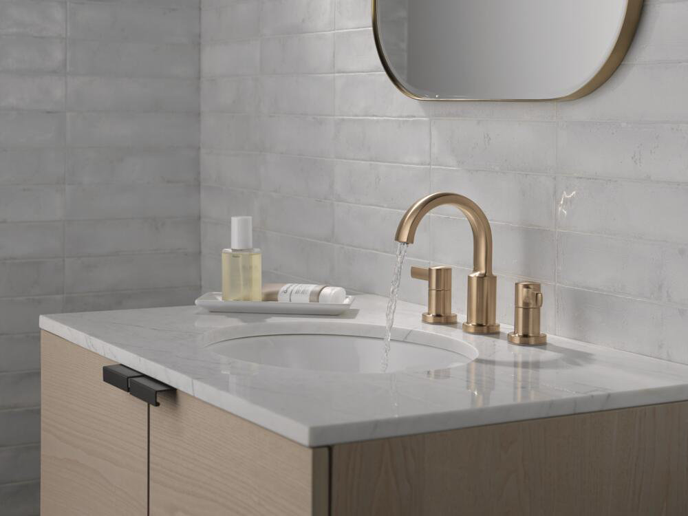 Albion Widespread Bathroom Faucet with Drain, Champagne Bronze