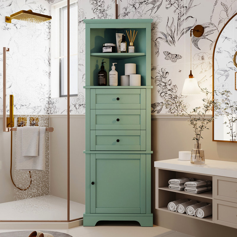3 Drawers Cabinet With Adjustable Shelves For Different Living Spaces Storage Shelf In Home, Green