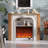 Burlywood + White Manufactured Wood Freestanding Fireplace