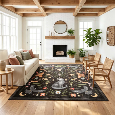 Tapis floral et chat lavable pour salle de bain, salon et chambre à coucher